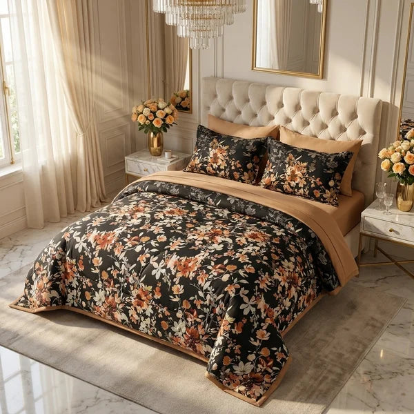 COMBO EDREDON PREMIUM 7 PIEZAS - FLORES