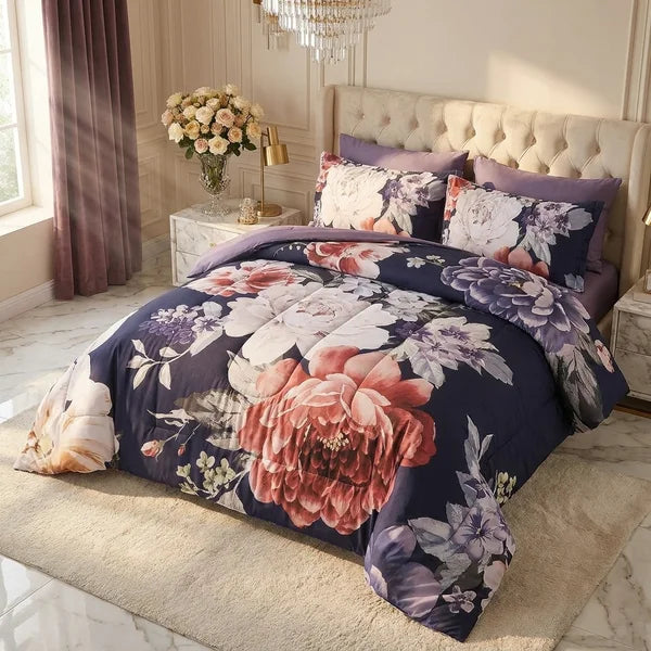 COMBO EDREDON PREMIUM 7 PIEZAS - FLORES 2