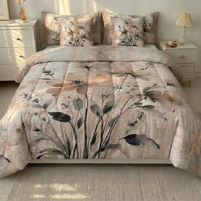 COMBO EDREDON PREMIUM 7 PIEZAS - FLORES