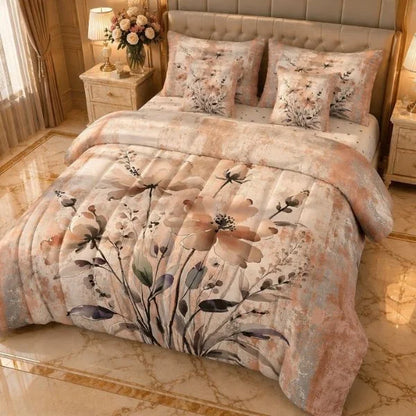 COMBO EDREDON PREMIUM 7 PIEZAS - FLORES