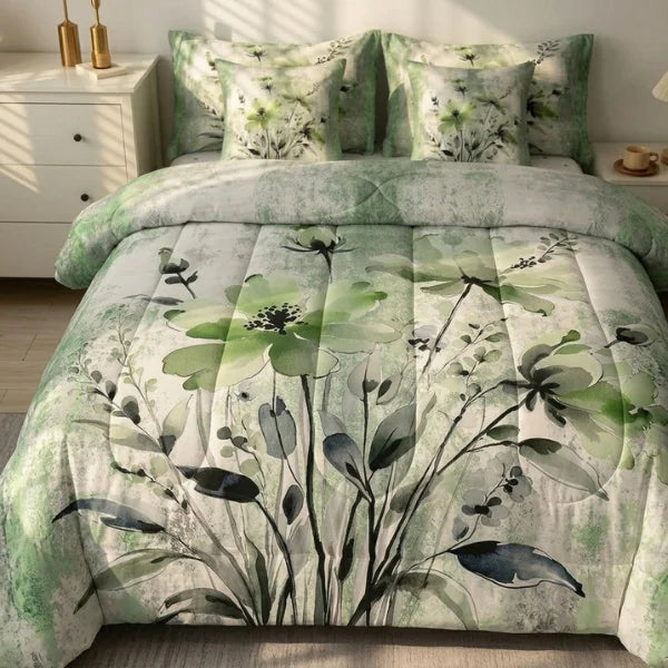 COMBO EDREDON PREMIUM 7 PIEZAS - FLORES