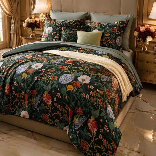 COMBO EDREDON PREMIUM 7 PIEZAS - FLORES