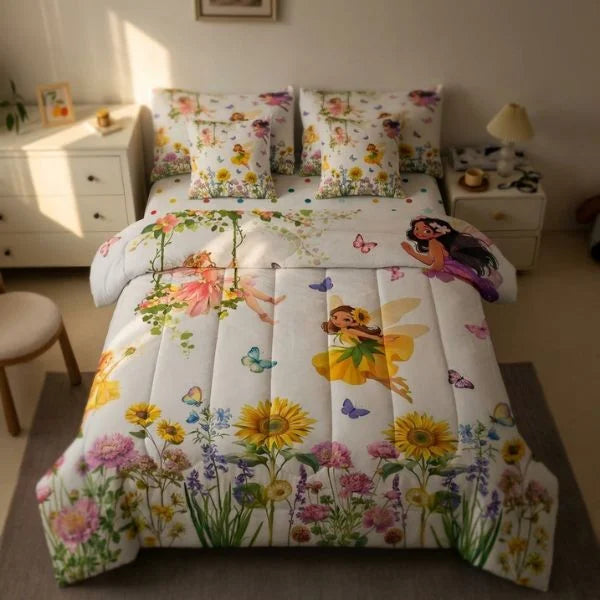 COMBO EDREDON PREMIUM 7 PIEZAS - FLORES