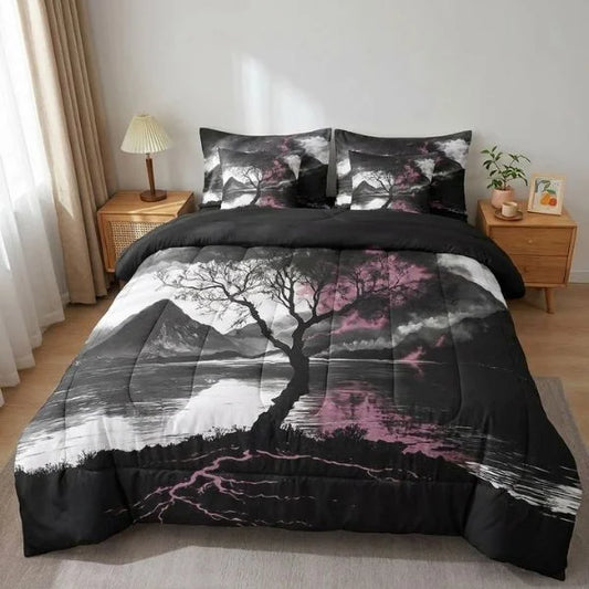 COMBO EDREDON PREMIUM 7 PIEZAS - NEGRO ESPECIAL