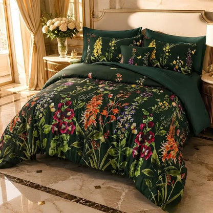 COMBO EDREDON PREMIUM 7 PIEZAS - FLORES