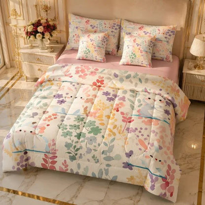 COMBO EDREDON PREMIUM 7 PIEZAS - FLORES