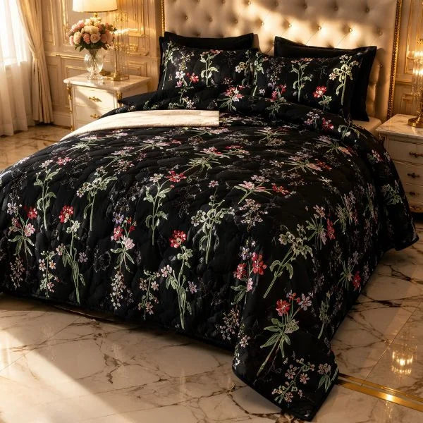 COMBO EDREDON PREMIUM 7 PIEZAS - FLORES