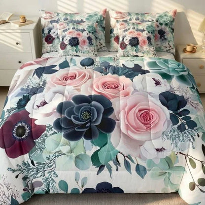 COMBO EDREDON PREMIUM 7 PIEZAS - FLORES