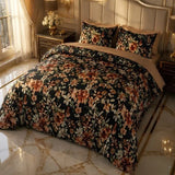 Estampado Floral Negro y Terracota