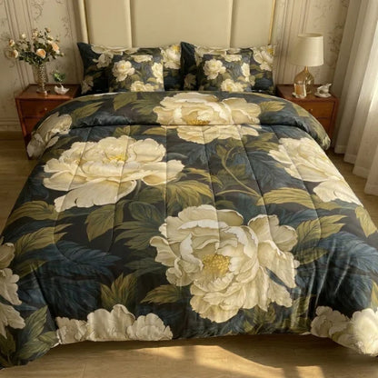 COMBO EDREDON PREMIUM 7 PIEZAS - FLORES