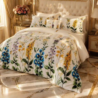 COMBO EDREDON PREMIUM 7 PIEZAS - FLORES