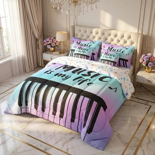 COMBO EDREDON PREMIUM 7 PIEZAS - MUSICA