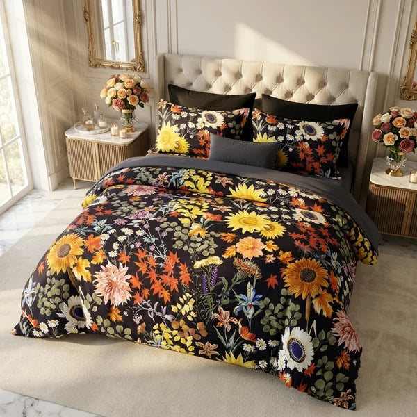 COMBO EDREDON PREMIUM 7 PIEZAS - FLORES 2