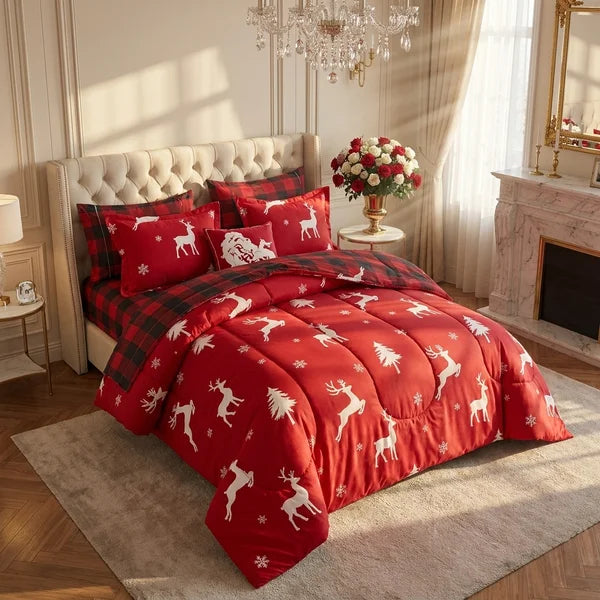 COMBO EDREDON PREMIUM 7 PIEZAS - NAVIDAD