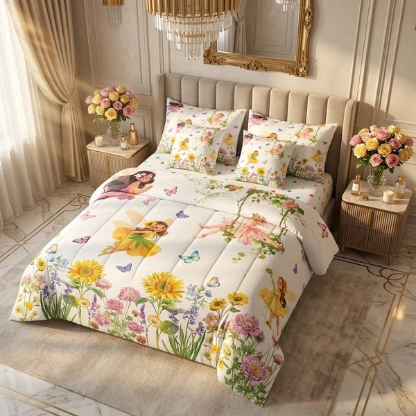 COMBO EDREDON PREMIUM 7 PIEZAS - FLORES